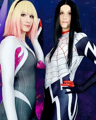 Silk by WrenNocturna and Spider-Gwen by BunnyMina