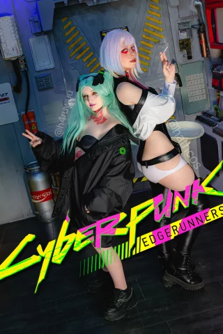 Lucy and Rebecca cosplays (Cyberpunk Edgerunners) by h4ru.cos and Hathcos