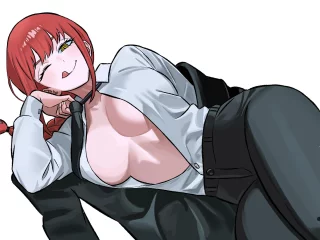 Makima’s shirt open