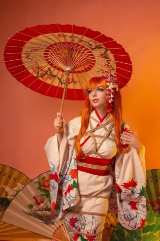 Asuka Langley in Kimono from Evangelion by AGflower