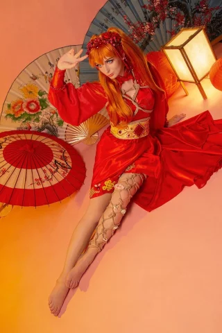 Asuka Langley in Kimono from Evangelion by AGflower