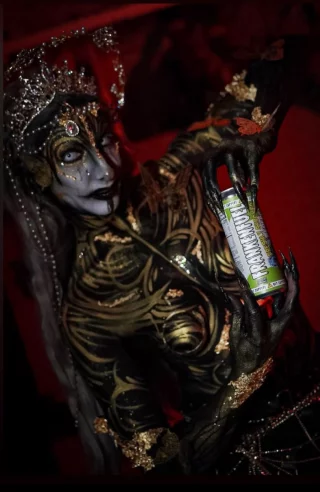 Some kind of queen of the damned airbrush makeup.