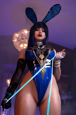 Blue Bunny Leotard Yelan by Shadory from [Genshin Impact]]