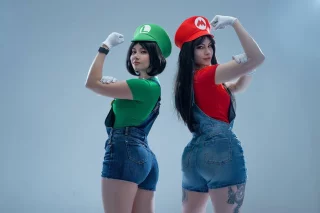 Sisters Luigi and Mario from Mario by Anastasia Komori and Lisyan Fox