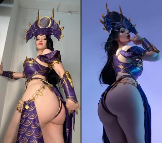 Backstage and Result Image of my Shar cosplay (Lada Lyumos) [Baldur's Gate 3]