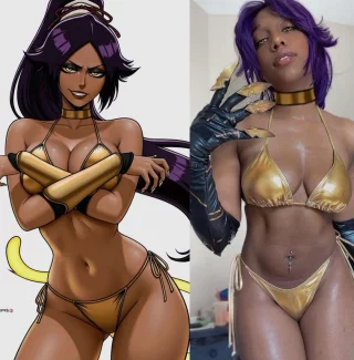 Yoruichi in bikinis by Violet_Cosplay