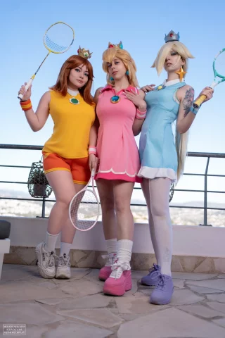 Daisy, Peach & Rosalina cosplays from Mario Tennis by MoodyNekoJess, MeiMoe and I (Kerocchi)