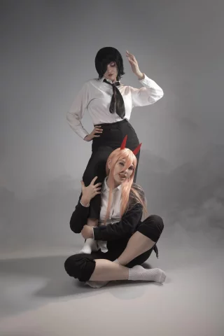 Himeno and Power cosplay by Luna, KindnessKindi