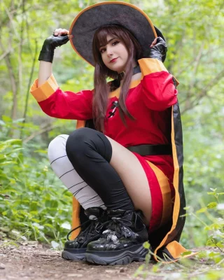 Megumin out in the forest to practice some explosions