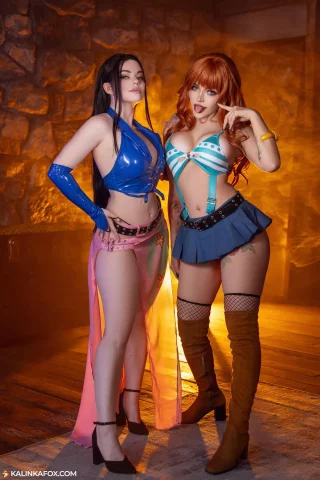 Nami and Nico Robin by KalinkaFox and AshenReina [One Piece]